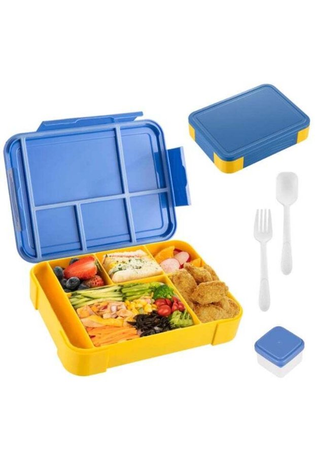 Chielor Bento Lunch Box Kid School, Bento Box Lunch Boxes Adults with 5 Compartments and 1 Salad Dr