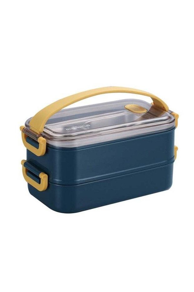 Bento Lunch Box With Divider 19x12x11.5 cm Stainless Steel Blue