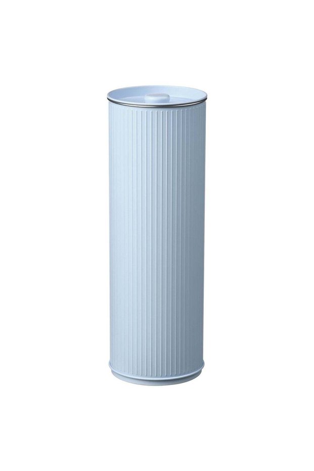 Pale Blue Tinplated Steel Storage Tin with Lid for Pasta, 2.6 L, 11 x 32 cm