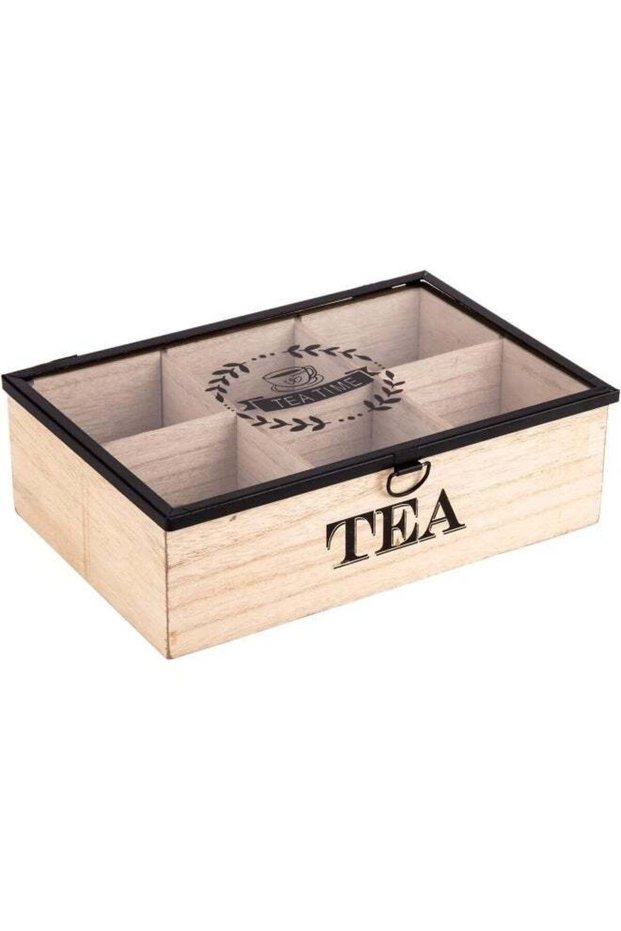 AKDC Wooden Snack Box Comp. 16Cm X 24Cm X 7Cm Cream And Black