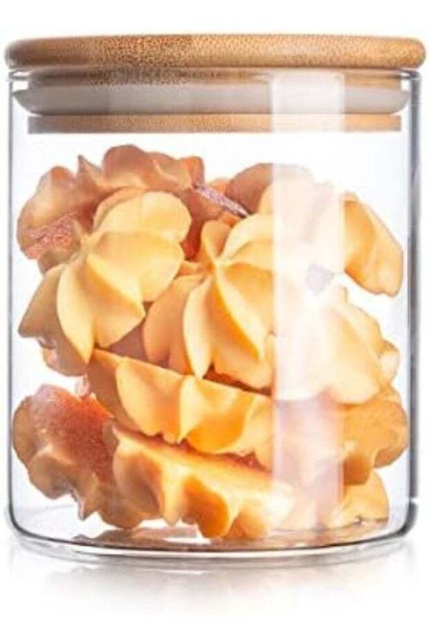 AKDC Glass Jar With Bamboo Lid, 680 Ml Capacity