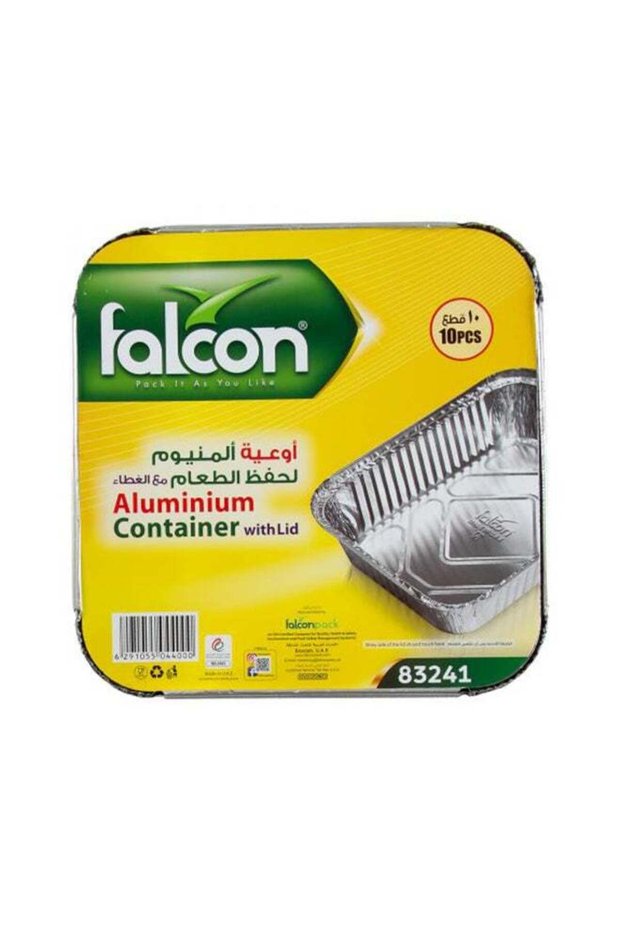 FALCON Aluminium Container Rectangle With Lid 83241 (1 X 10 Pieces) White