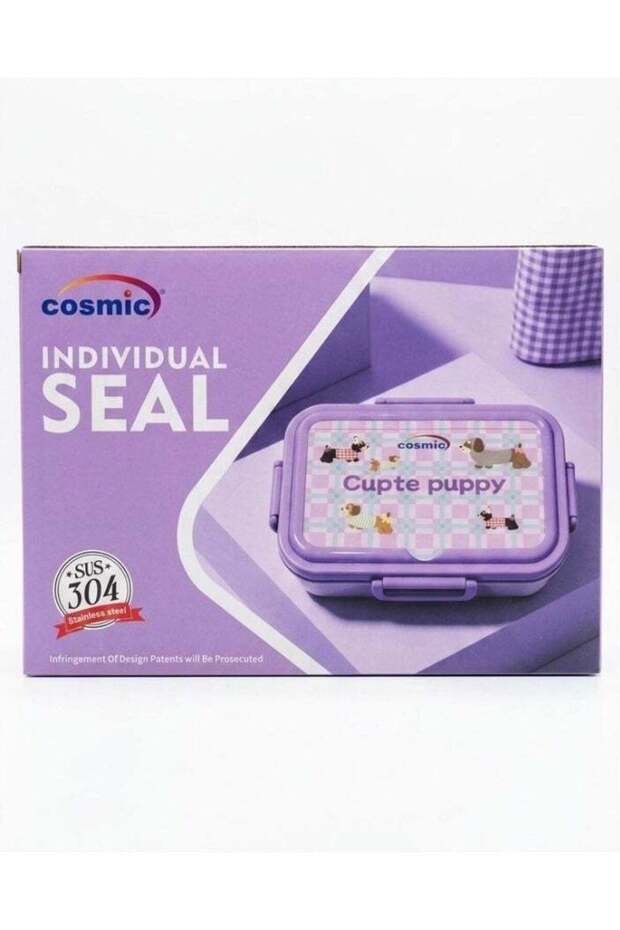 COSMIC Individual Seal Lunch Box, Pink, Cupte Puppy Design, SUS 304 Stainless Steel