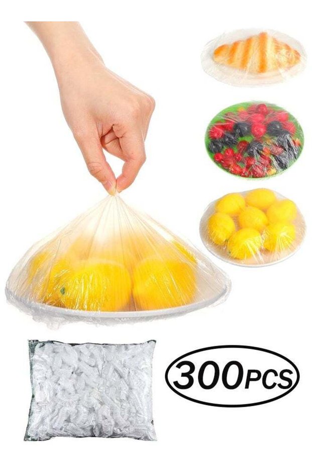 300pcs Fresh Keeping Bags Elastic Plastic Food Storage Covers Pe Cling Film Bag Used For Fruit Pres