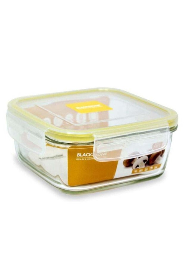 380ml Square Shape Glass Food Container With Yellow Airtight Lid For Kitchen Food Storage Meal Prep