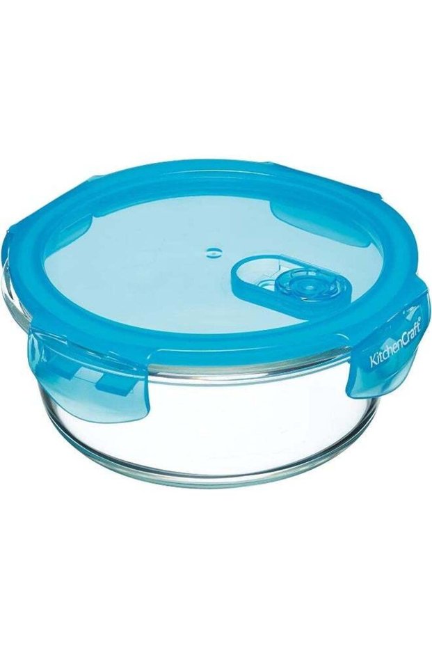 Kcglsstor06 Glass Storage Container With Vent, Round, 600Ml, 15X10Cm, Labelled