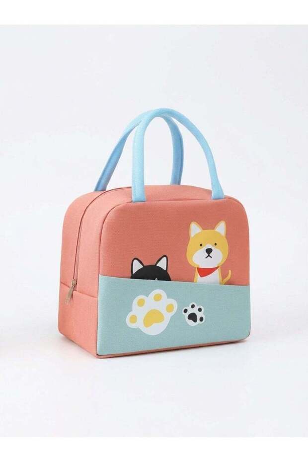 Mobcos Cat Lag Light Pink Large Capacity Insulated Lunch Bag | Waterproof & Stain-Resistant Meal To