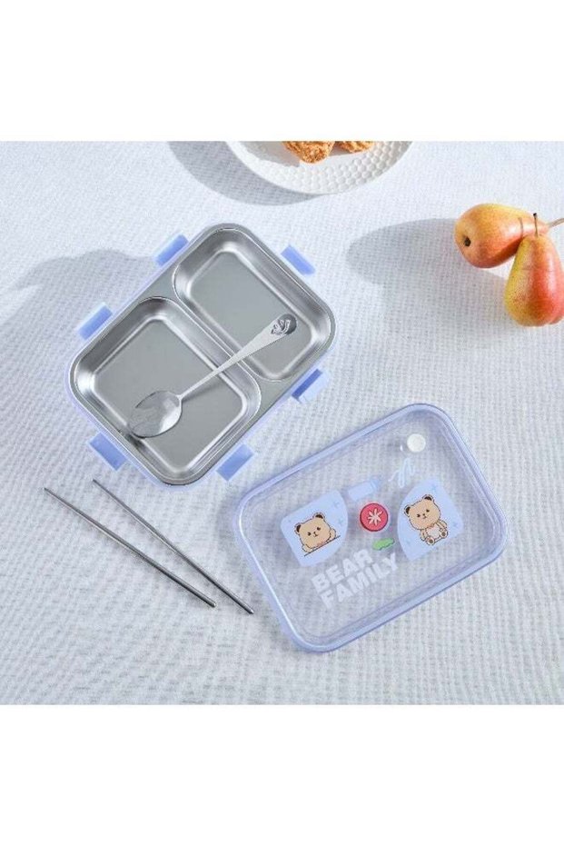 Neo Bear 3-Piece Family 2-Grid Stainless Steel Lunch Box Set 800 ml