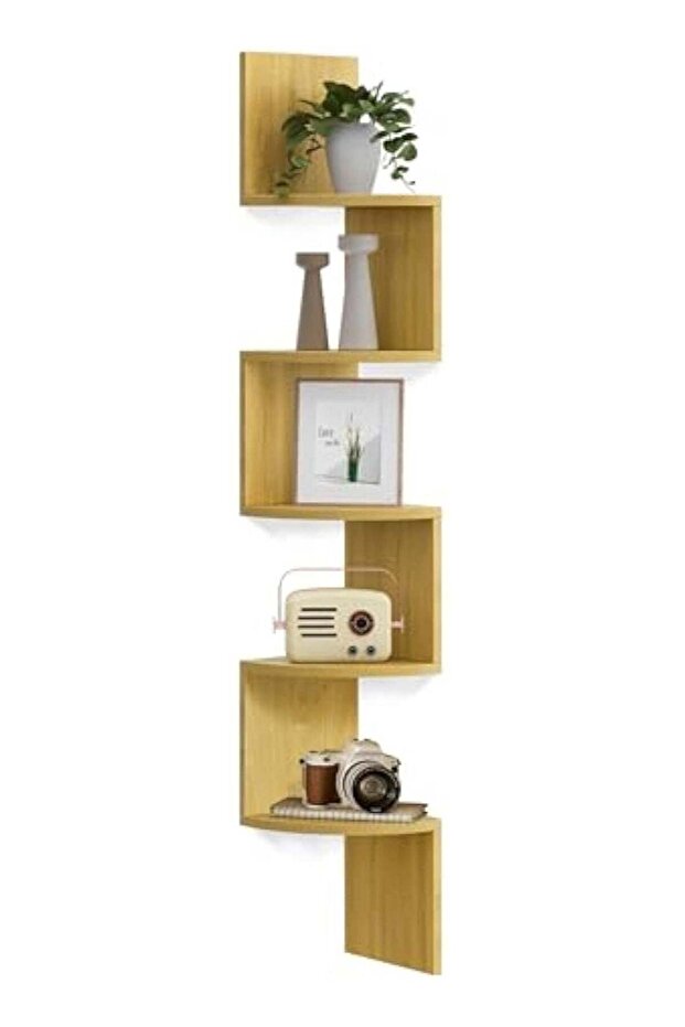 Corner Shelf Wall Mount, 5-Tier Floating Corner Bookshelf, Plant Shelf for Bedroom, Living Room, Ba