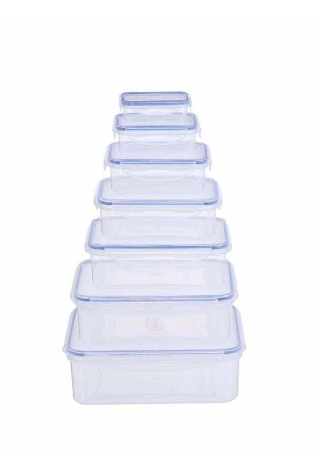 Feelings Plastic Food Storage Containers, 14 Pieces (120ml, 240ml, 500ml, 1000ml, 1500ml, 2500ml &