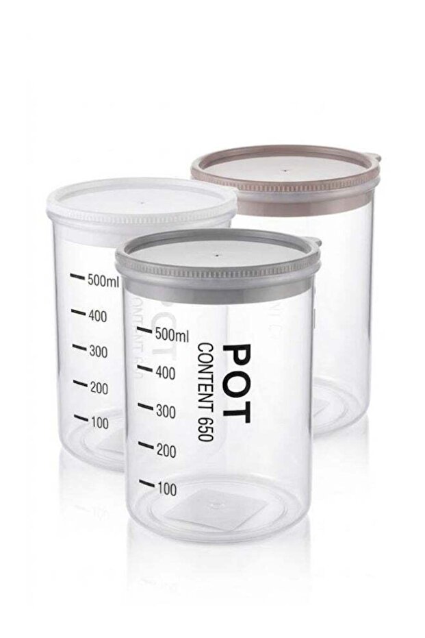 3pc Airtight Food Storage Container Set (650ml) – Leak-Proof Stackable Pantry Organizers – Clear Pl