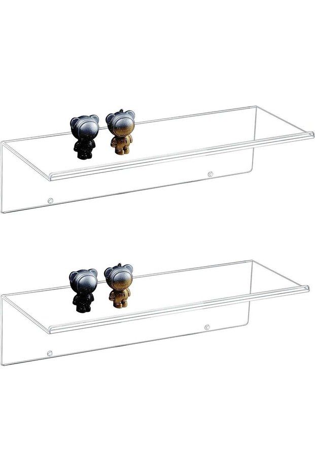CY craft Clear Floating Shelves Display Ledge - 2 PCS Decorative Wall Storage Shelves with Detachab