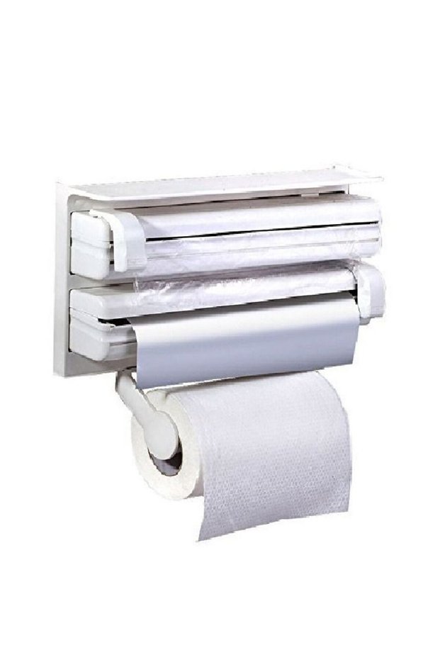 3 in 1 Kitchen Wall Mounted Paper Towel Holder Cling Film Tinfoil Triple Roll Dispenser. Triple Pap