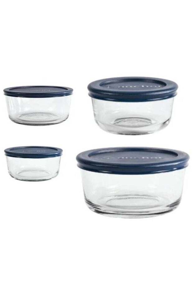 Anchor Hocking 8-Piece Glass Food Storage Container Set, 236ml, 473ml, 946ml & 1.7L, Round Containe