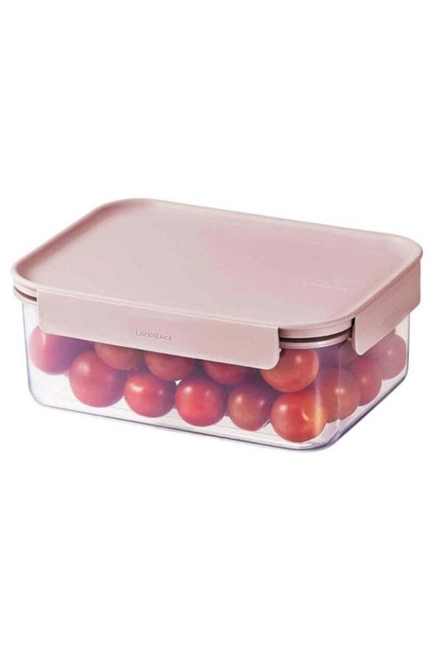 LocknLock Classic Plus Rectangle Food Container â€“ 1.65L Pink, 4-Side Locking, Stackable & Leakpro