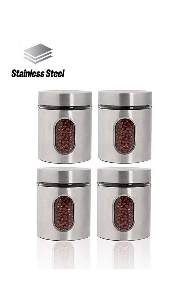 4 piece set Stainless Steel Food Storage Canister Sets with Glass Visible Window & Airtight Lids,Ai