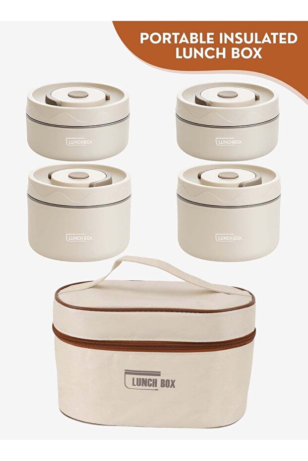 304 Stainless Steel Insulated Lunch Box Set with Thermal Bag, Leakproof Stackable Bento Food Contai