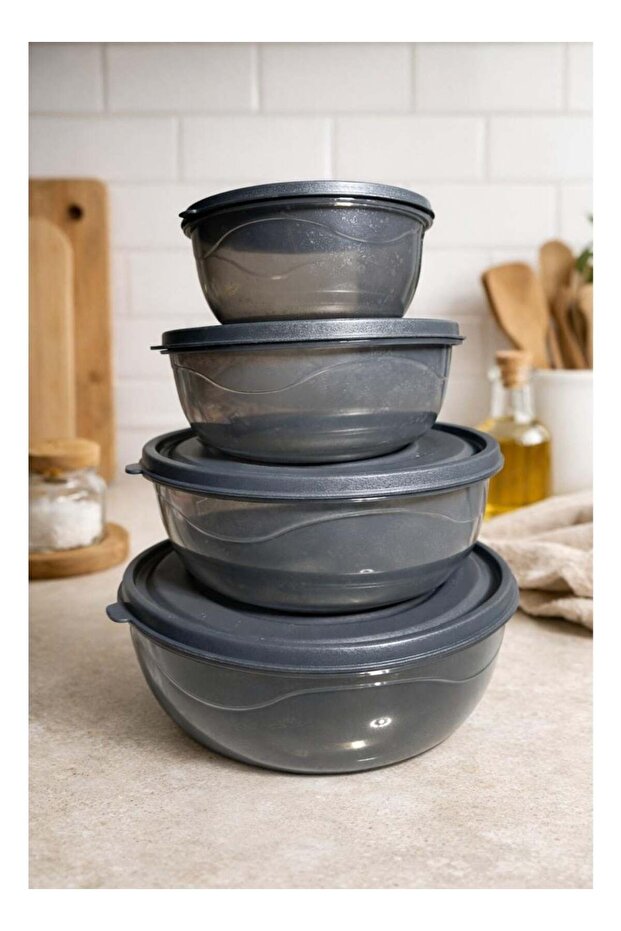 Turkish Plastic Airtight Food Storage Containers Set of 4 Piece (0.48 Liters, 0.85 Liters, 1.4 Lite