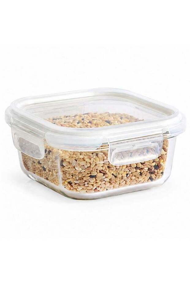 LocknLock Stackable Tempered Glass Square Food Container 520ml , Airtight with 4-Side Locking Lid,