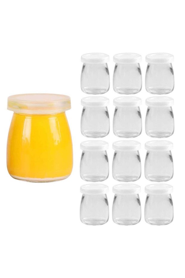 12PCS Yoghurt Jars pudding Jar with Lid Glass Container With Lid For Milk Jams Jelly Mousse Yogurt