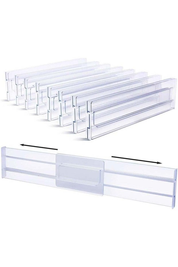 Drawer Dividers Organizers 8 Pack, Adjustable 3.2" High Expandable from 12.2-21.4" Kitchen Organize