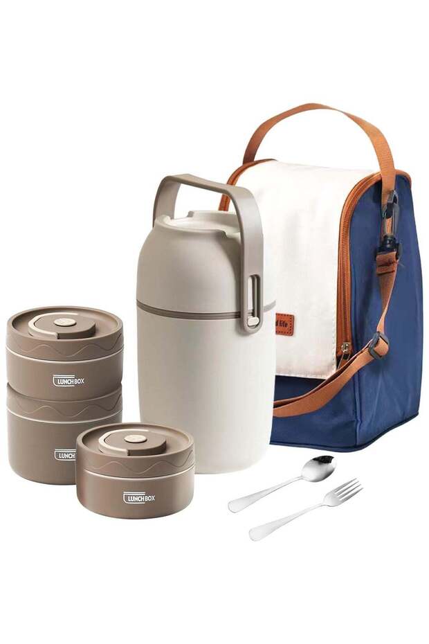 Kids Thermal Bento Lunch Box Set for School, Insulated Lunch Containers With Bag,3 Separate Stackab