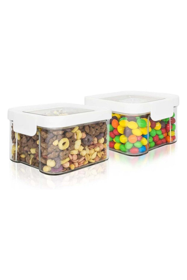 Airtight Food Storage Containers, 2 Pack 460ml/15oz Thick BPA-Free Plastic with Lids, Stackable for