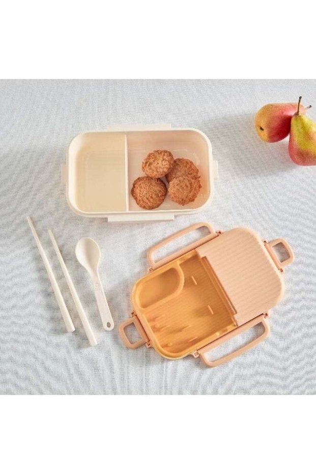 Neo Sarah 3-Piece 2-Grid Lunch Box Set with Spoon and Chopsticks 800 ml