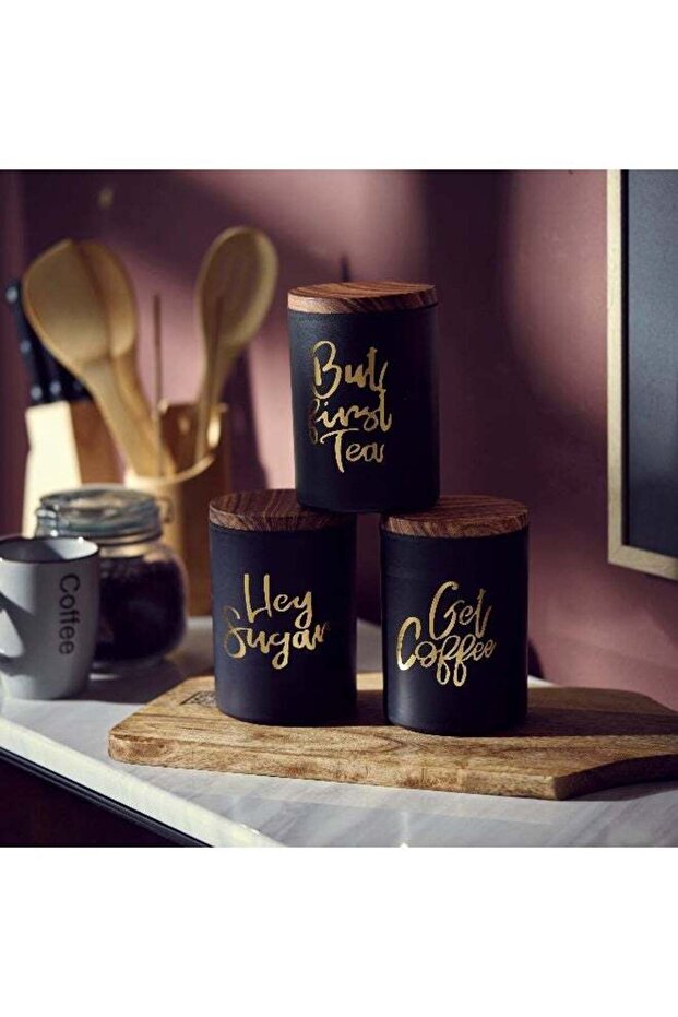 3-Piece Tea Coffee Sugar Jar Set 1000 ml