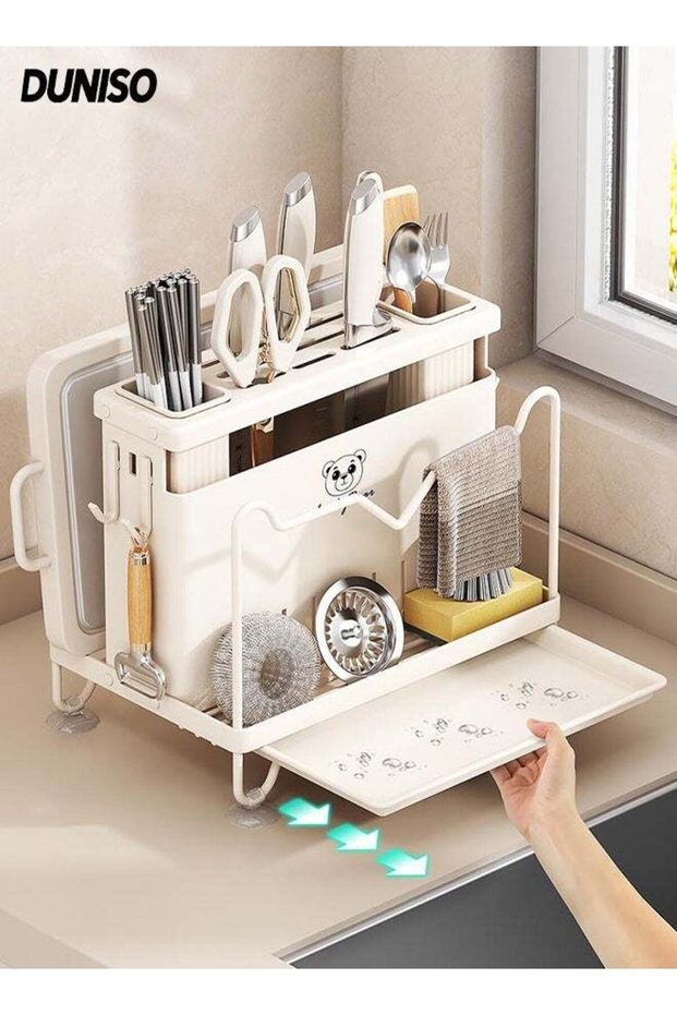 Universal Knife Block Holder,Multi-functional Cutting Board Storage Organizing Rack,Kitchen Utensil