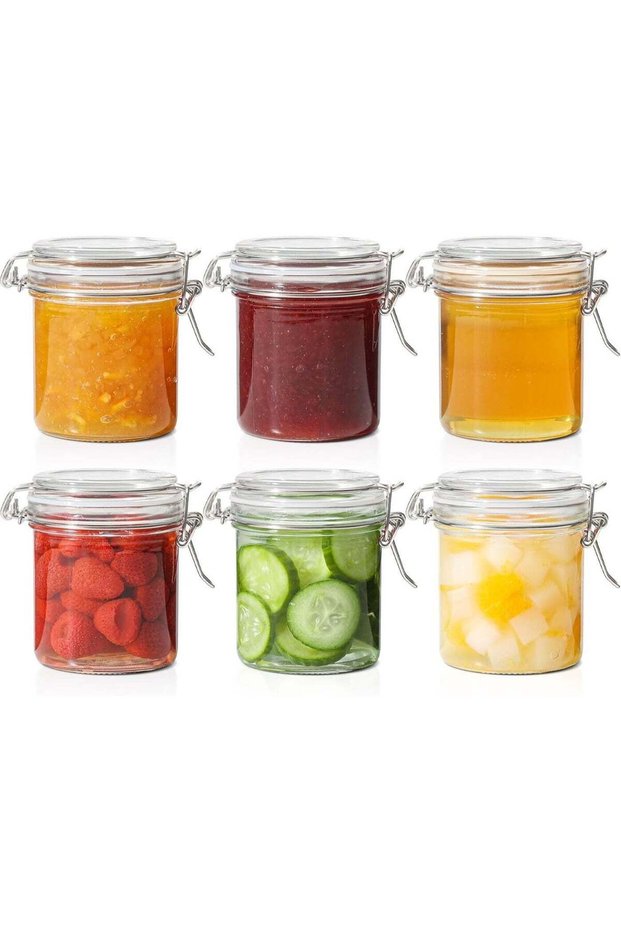 8oz Small Airtight Glass Jars Set of 6 with Lid Food Storage Jar Round, Mini Storage Container with