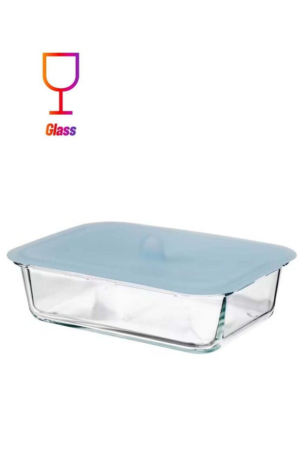 Food container with lid, rectangular glass/silicone1.0 l