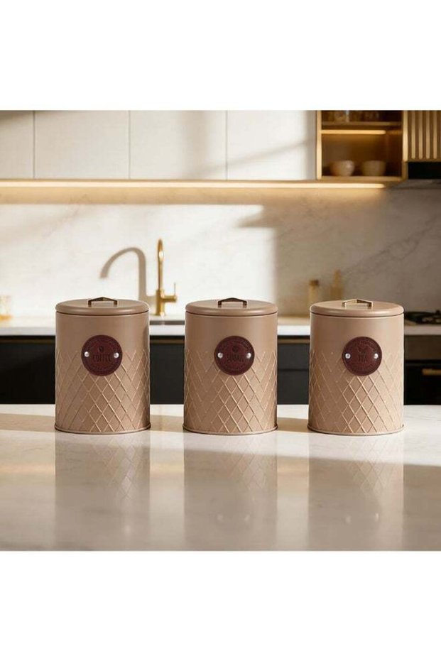 Bistro Bliss 3-Piece Metal Storage Set - Brown