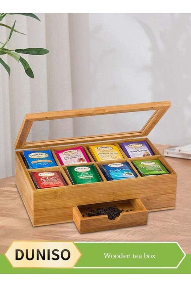 Tea Bag Organizer Storage Box, wooden tea bag storage box, flip top tea bag rack, food storage cont