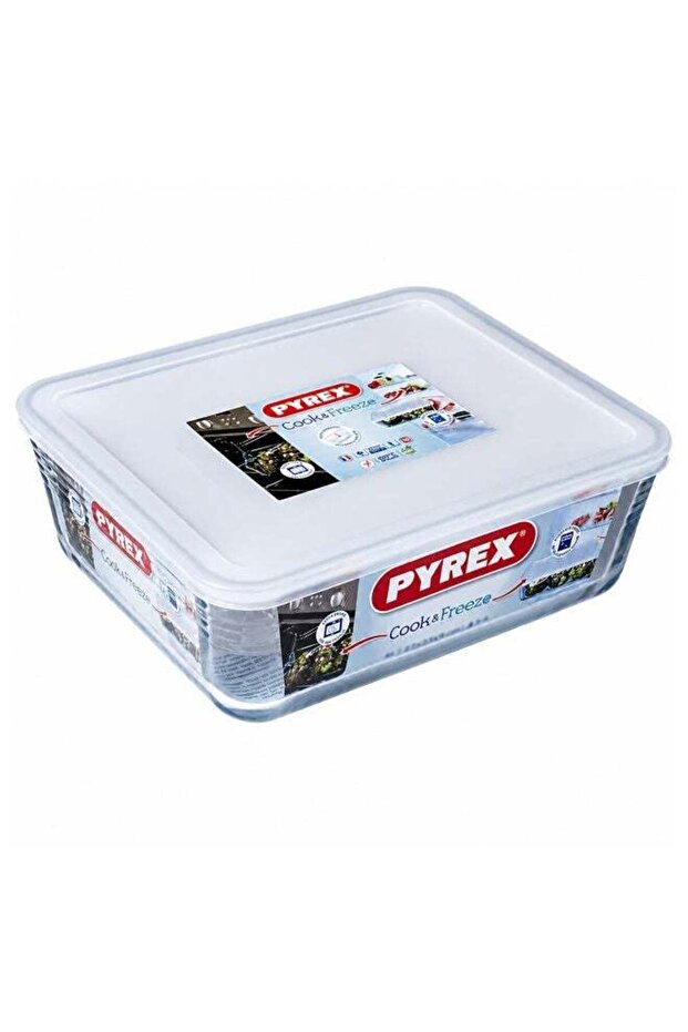 Pyrex Cook&Heat Rectangular Borosilicate Glass Roaster with Airtight Lid, 1.5L – Oven, Freezer, Mic