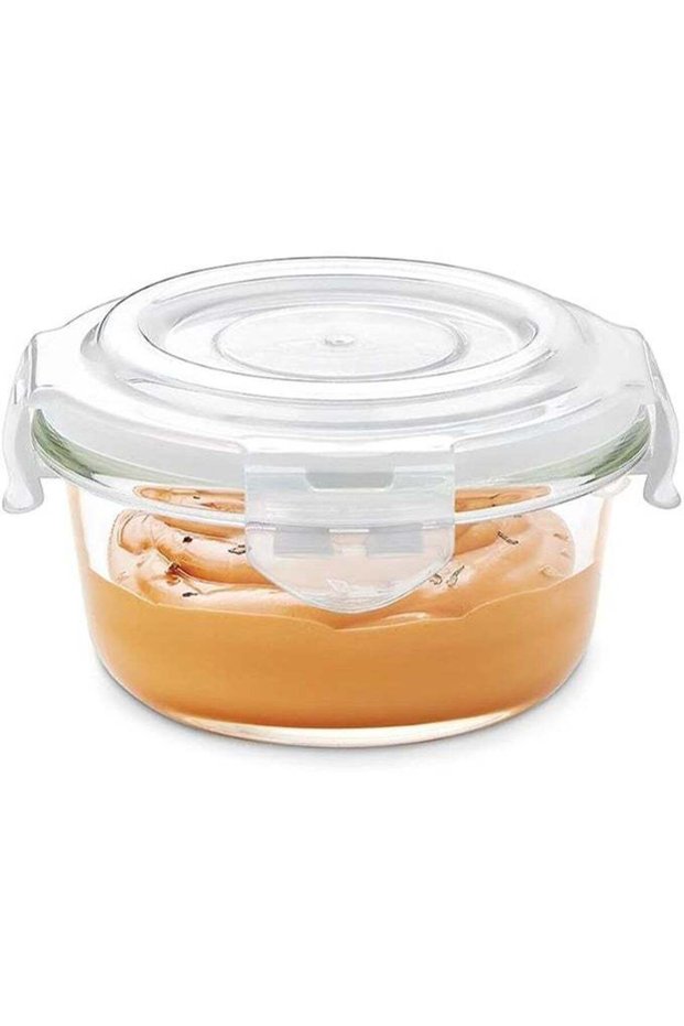 ROUND GLASS STORAGE CONTAINER WITH AIR TIGHT LID FOOD STORAGE CONTAINER MICROWAVE SAFE CONTAINER 24