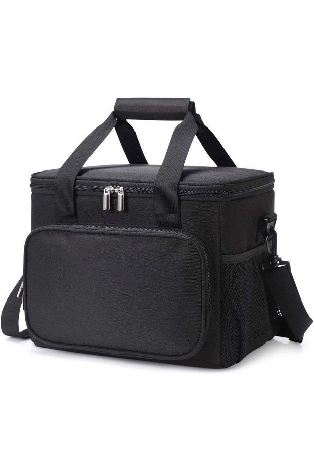 Large Lunch Bag Insulated Lunch Box Soft Cooler Cooling Tote for Adult Men Women Black 24 Can 15L