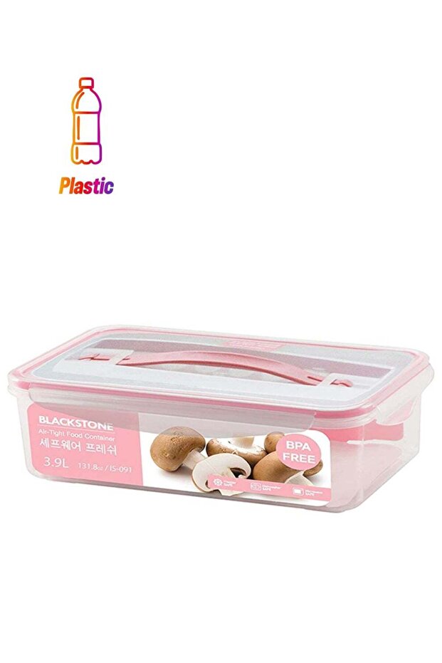 3.9L Plastic Food Container Handy with Air Tight Lid Clear and Pink, Kitchen Food Container for Coo