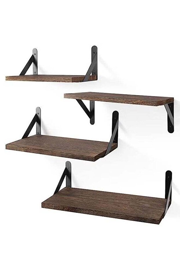 Floating Shelves, Dark Carbonized Black, 4 Sets of Wall Mounted Shelf for Bathroom Decor, Floating
