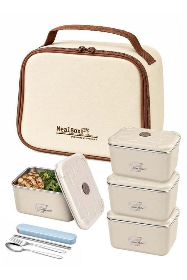 NAFAS SUS316 Stainless Steel Lunch Box Set, 4 Pack Leakproof Microwave Safe Bento Containers, Detac