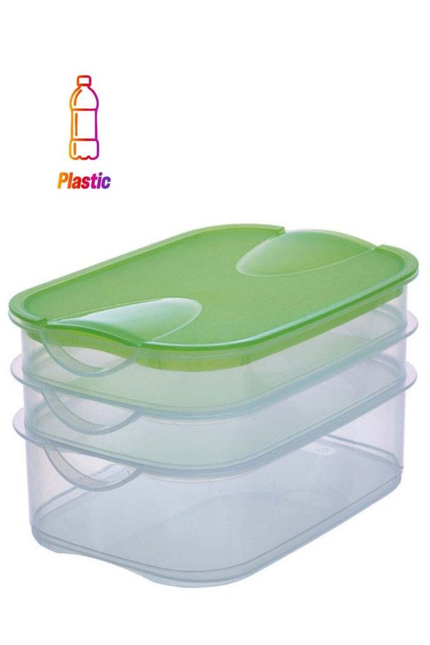 3-Layer Fridge Box Green/Clear 23 x 15.5 x 10cm