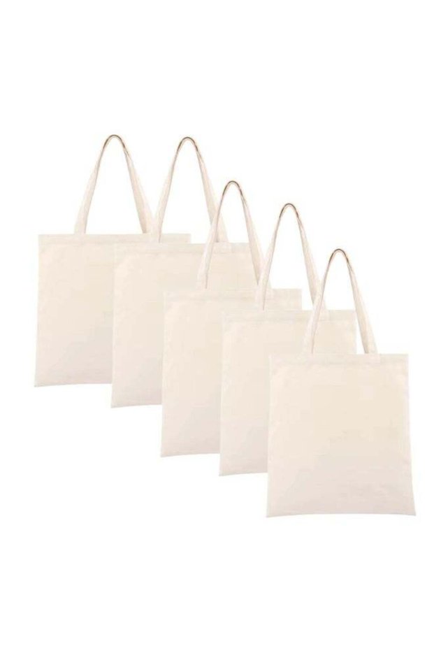 5 Pieces 40*35 Cm Reusable Cotton Canvas Tote Bag Grocery Shopping Bags Convenient for Everyday Sho