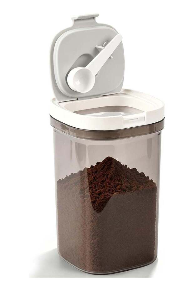 Airtight Coffee Canister with Magnetic Spoon, 1.8L BPA-Free Plastic Coffee Container for 20oz Groun