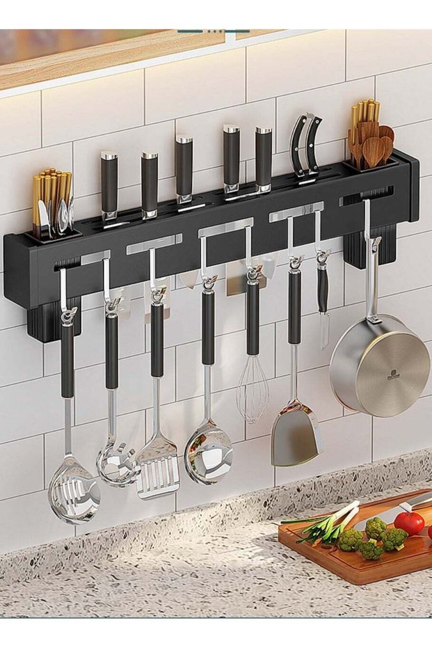 Hanging Pot and Pan Rack - Wall Mounted Hanging Pot Rack for Kitchen Organization - Wall Shelf for
