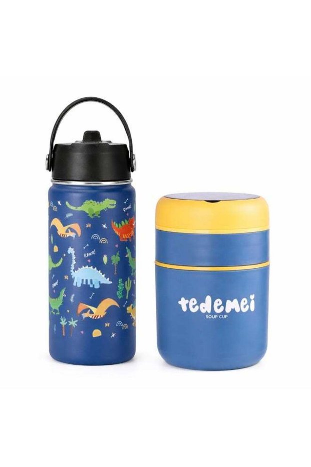Thermal Water Bottle 500ml and Stainless Steel Breakfast Cup 710ml Combo Insulated Leakproof Food a