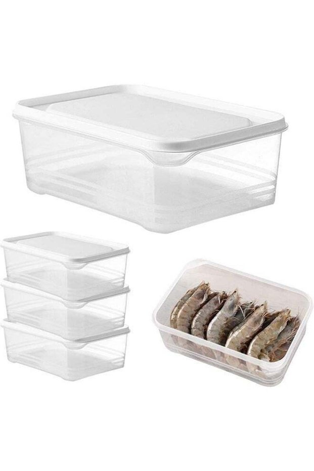 4pcs 40.58oz Plastic Fridge Organizer, Durable Stackable Refrigerator Fruit Storage Containers with