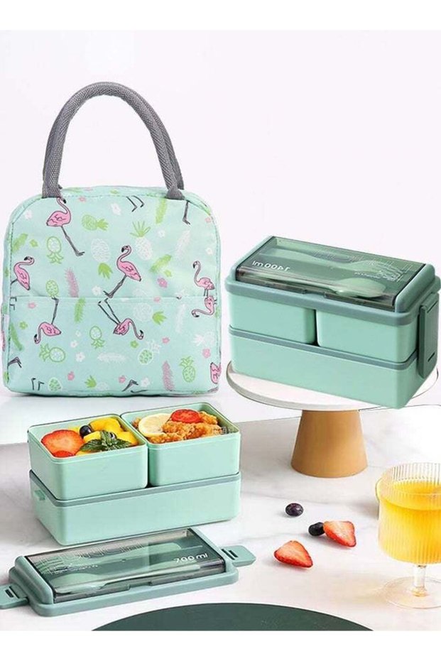 1400ml Bento Box and Insulated Bag Reusable Children and Adult Lunch Box and Carrier Perfect for Wo