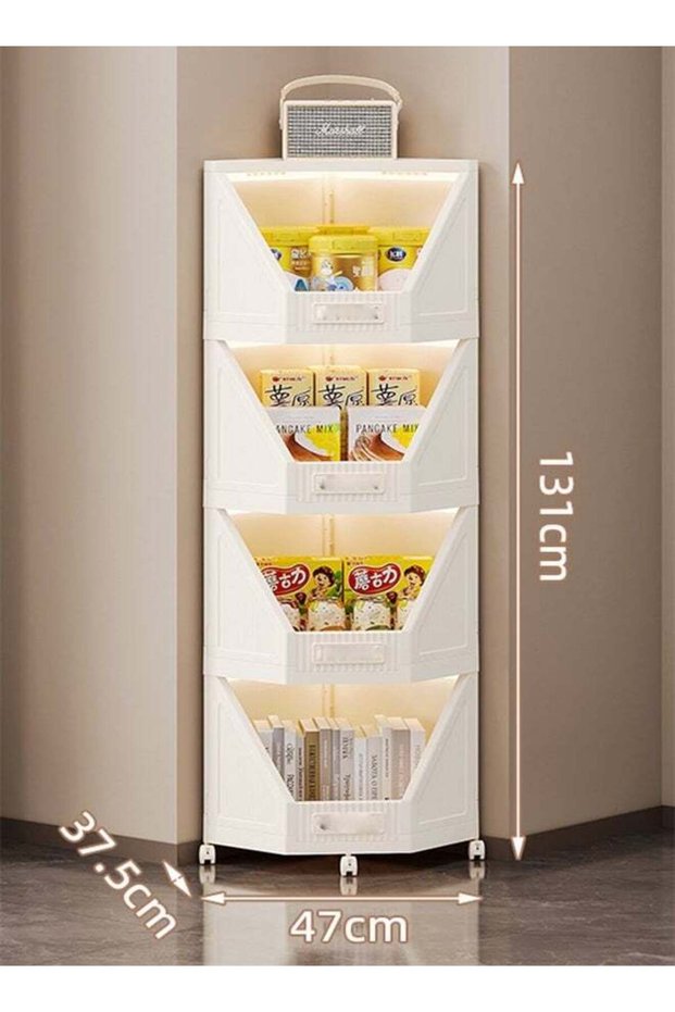 4-Tier Foldable Stackable Triangular Corner Cabinet Storage Cabinet Multi-Functional Plastic Storag