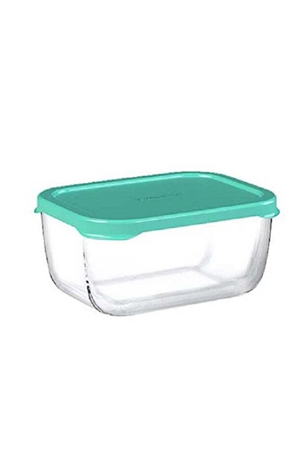 Snowbox Glass Food Container, 790 Ml, Green Lid, 62.5 Mm Height, 108X158 Mm