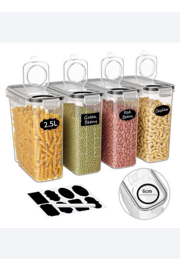 Large Cereal Containers Storage Set for Pantry, 4 Pack 2.5L/84.5 Oz Airtight Food Storage Container